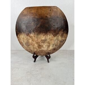 MCM Home Decor Brown‎ Circle Vase Plastic Large Brutalist Mondernist